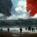 D-Day, Allied troops landing in Normandy in World War II, generative AI