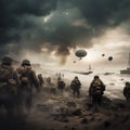 D-Day: Dramatic Action and Sacrifice on the Beaches of Normandy Royalty Free Stock Photo