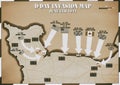 D-Day Invasion map of Normandy, France . Allies invaded German occupied Europe. 6th June 1944