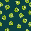 Seamless kiwifruit on green background vector illustration pattern design