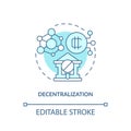 2D decentralization blue line icon concept
