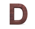 3D decorative Brown polished wooden Alphabet, capital letter D.