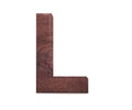 3D decorative Brown polished wooden Alphabet, capital letter L. Royalty Free Stock Photo