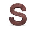 3D decorative Brown polished wooden Alphabet, capital letter S. Royalty Free Stock Photo