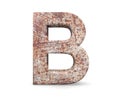 3D decorative Letter from an old rusty metal Alphabet, capital letter B.