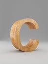 3D decorative wooden Alphabet, capital letter C. Isolated.