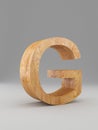 3D decorative wooden Alphabet, capital letter G. Isolated.