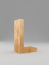 3D decorative wooden Alphabet, capital letter L. Isolated.