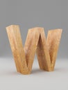 3D decorative wooden Alphabet, capital letter W. Isolated.