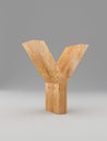 3D decorative wooden Alphabet, capital letter Y. Isolated.