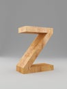 3D decorative wooden Alphabet, capital letter Z. Isolated.