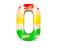 3D decorative wooden colored red green yellow Alphabet, capital letter O.