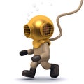 3d Deep sea diver walks along the bottom Royalty Free Stock Photo