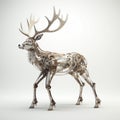 3d Deer With Gears And Wires: A Conceptual Installation Of Nature-based Patterns