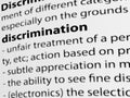 3d, definition of the word Discrimination on white paper.