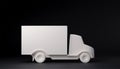 3D delivery truck mockup van on black background, lorry, side view. White empty van template for advertising. Freight Royalty Free Stock Photo