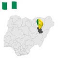 Location Gombe State on map Nigeria. 3d Gombe location sign. Flag of Nigeria. Quality map with States of Nigeria Royalty Free Stock Photo