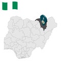 Location Yobe State on map Nigeria. 3d Yobe location sign. Flag of Nigeria. Quality map with States of Nigeria Royalty Free Stock Photo