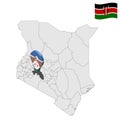 Location Nakuru County on map Kenya. 3d Nakuru County location sign. Flag of Kenya. Quality map with Counties of Kenya