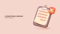 3D Denied checklist Concept. Vector illustration