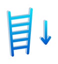 3D Descend Icon with Ladder and Down Arrow Royalty Free Stock Photo