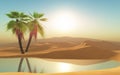 3d desert and palm trees