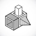 3D design, abstract vector cube shape. Royalty Free Stock Photo