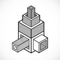 3D design, abstract vector cube shape. Royalty Free Stock Photo