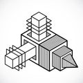 3D design, abstract vector cube shape. Royalty Free Stock Photo