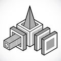 3D design, abstract vector cube shape. Royalty Free Stock Photo