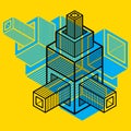 3D design, abstract vector dimensional cube shape. Royalty Free Stock Photo