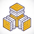 3D design, abstract vector dimensional cube shape. Royalty Free Stock Photo