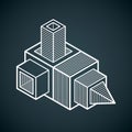 3D design, abstract vector dimensional cube shape. Royalty Free Stock Photo