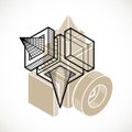 3D design, abstract vector dimensional cube shape. Royalty Free Stock Photo