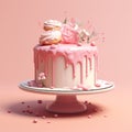 Romantic Pink Cake: Hyper-detailed 3d Render With Playful Use Of Color