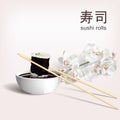 3D design concept, invitations, advertising, poster sushi restaurant.