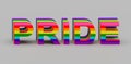 3D Illustration of LGBTIQ PRIDE word rainbow colorful Love is the answer