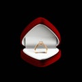 D design gold diamond ring in open red velvet jewelry box on isolated background, Royalty Free Stock Photo