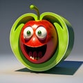 3D design graphic of apple smile face