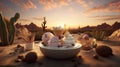 Escape into a sweet paradise with this 3D design of ice cream desserts Royalty Free Stock Photo