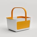 3d design minimalist style of a basket shop orange white background