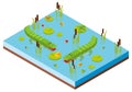 3D design for pond scene with two crocodiles