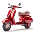 Cute 3D icon red italian scooter isolated on white background. Royalty Free Stock Photo