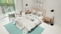 Small, modern sleeping room interior design in scandinavian style. Royalty Free Stock Photo