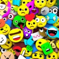 3D Design Vector New Modern Emoticons Set with Different Reactions for Social Network. Pixel art emoji. Royalty Free Stock Photo