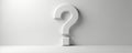 3D design of white question mark with blank space on white backdrop. FAQ conceptual symbol of help, query, service, info, Royalty Free Stock Photo