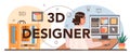 3D designer typographic header. Digital drawing with electronic Royalty Free Stock Photo