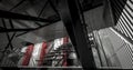 3d detail. Modern industrial interior, stairs, clean space in in