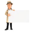 3d detective pointing empty board