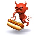 3d Devil with a hot dog Royalty Free Stock Photo